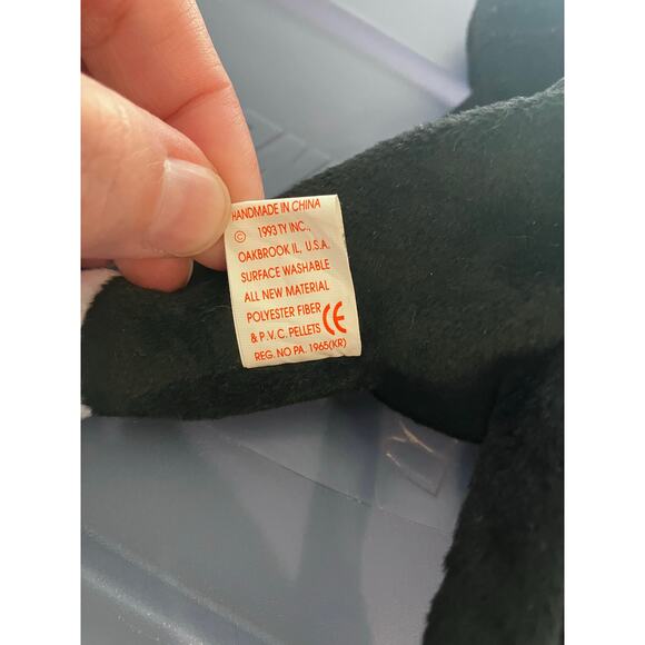 Zip beanie baby white paws 1993 pvc Europe Aurora tag - Picture 6 of 10